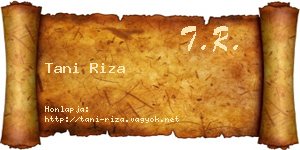 Tani Riza névjegykártya